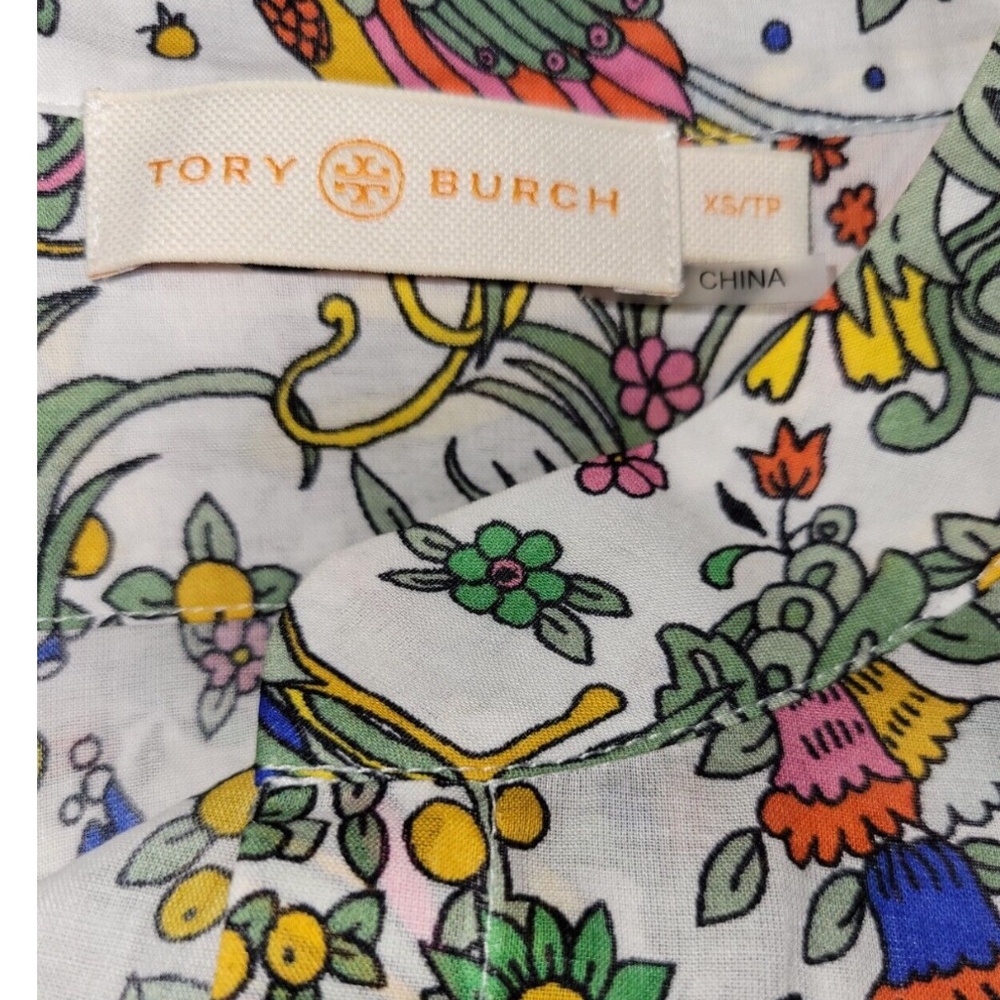 Tory Burch Printed ShirtDress Dress XS Promised Land Cover Up $448 - Picture 3 of 9